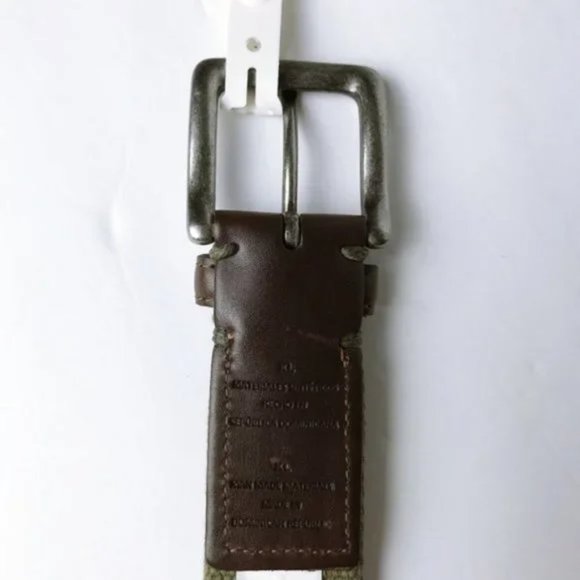 Goodfellow & Co. Men's 35mm Faux Leather Olive Web Belt With Overlay - Picture 4 of 4